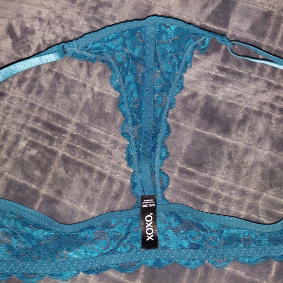 XOXO Racerback Push Up Bra, 34C, Ocean Blue Aqua Teal Floral Lace, NWOT - Picture 6 of 13